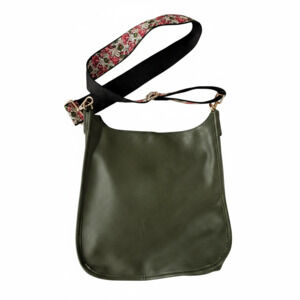 Ah-dorned Vegan Leather Crossbody Bag with Floral Guitar Strap
